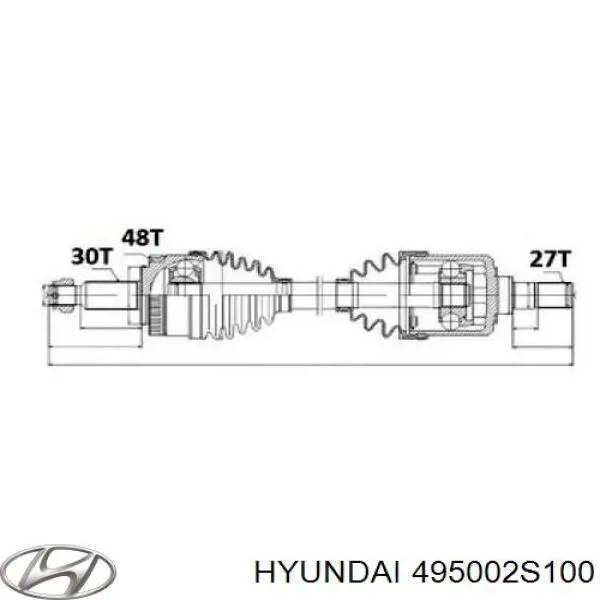 495002S100 Hyundai/Kia полуось (привод передняя левая)