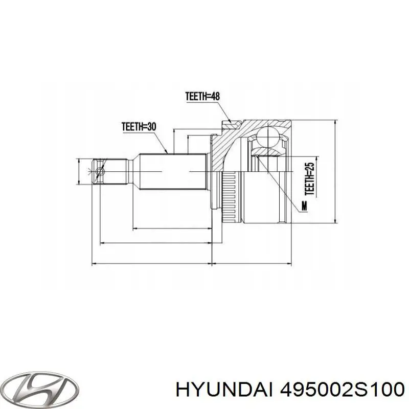 495002S100 Hyundai/Kia Полуось передняя левая