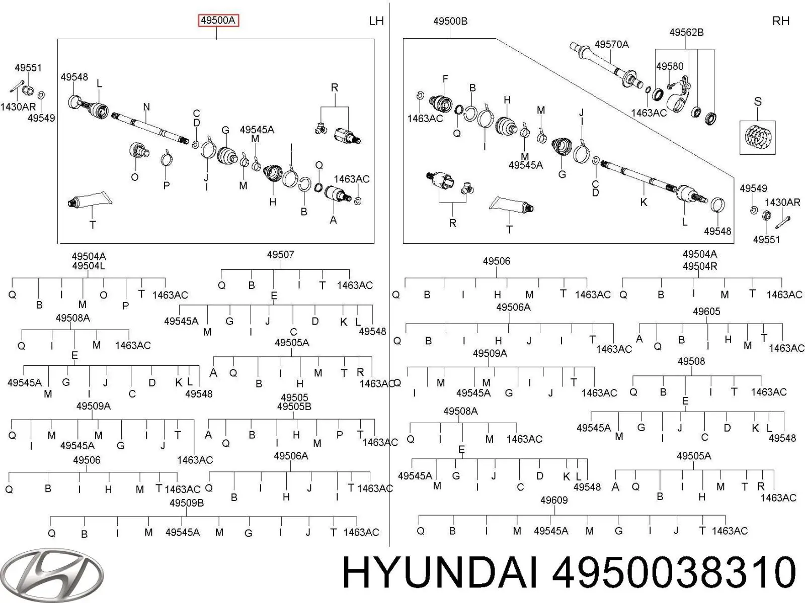 495003C311 Hyundai/Kia полуось (привод передняя левая)