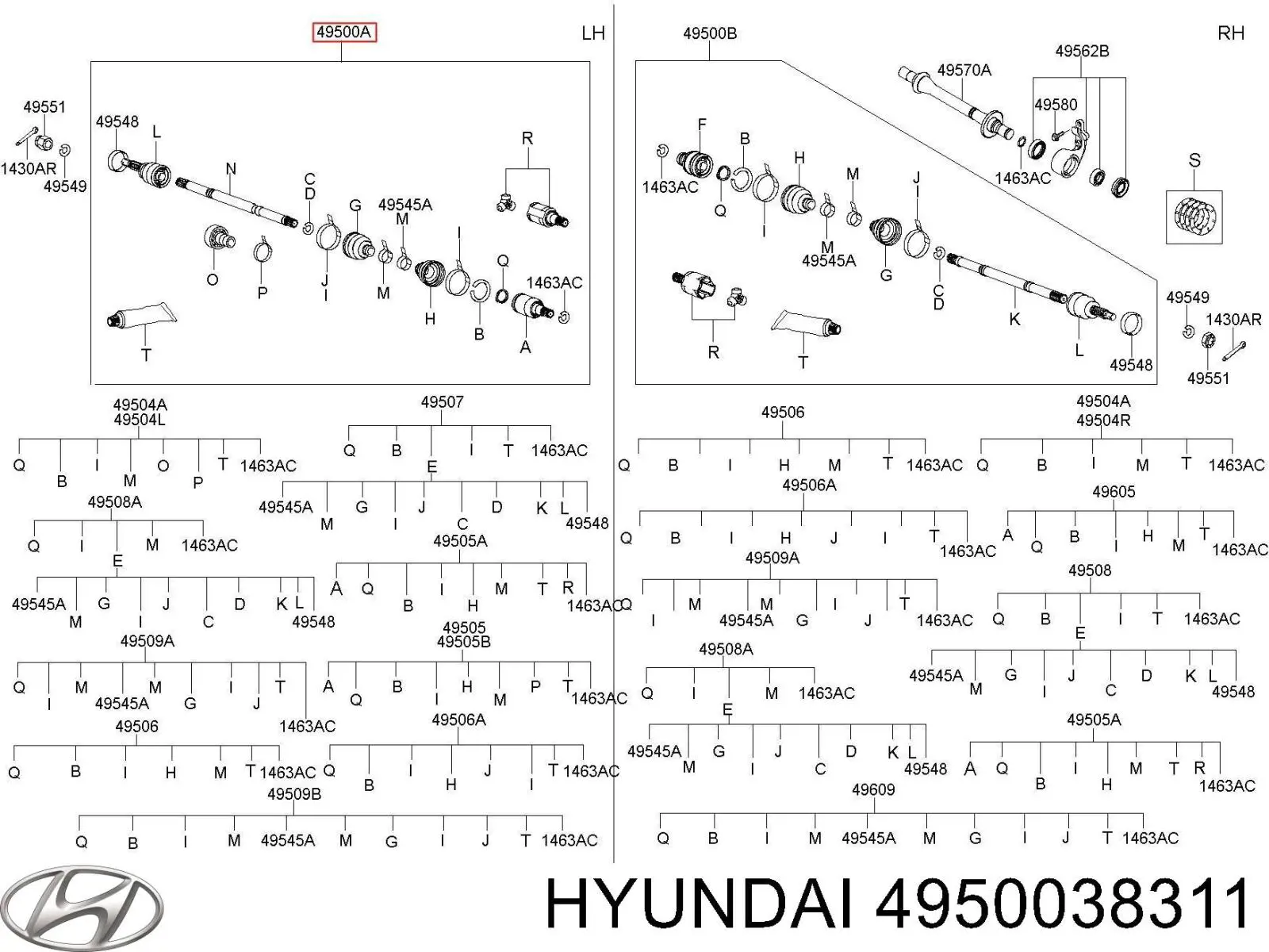 Левая полуось 4950038311 Hyundai/Kia