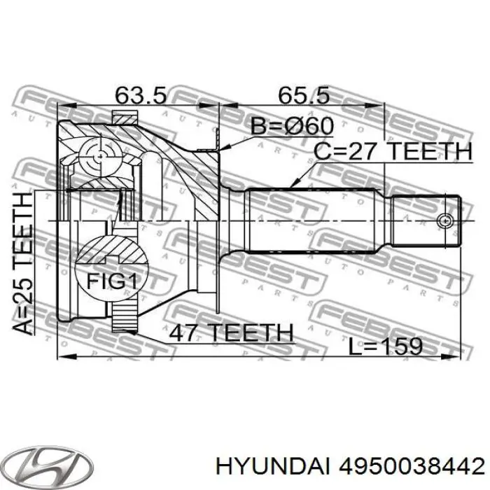 Привод передний левый Hyundai/Kia 4950038442 цена, от 48.02 USD