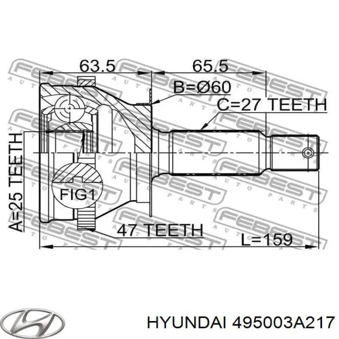Compre 495003A217 Hyundai/Kia Junta homocinética externa dianteira