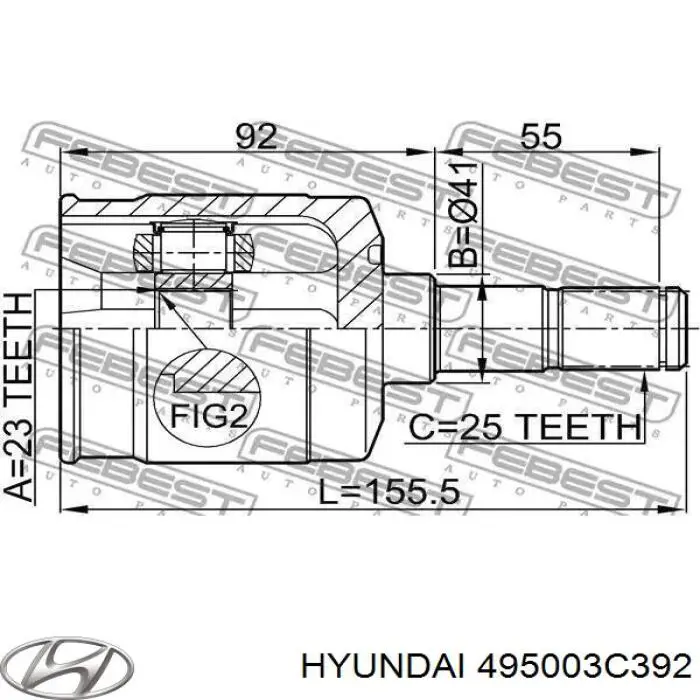 Привод передний правый Hyundai/Kia 495003C392 цена, от 170.07 USD