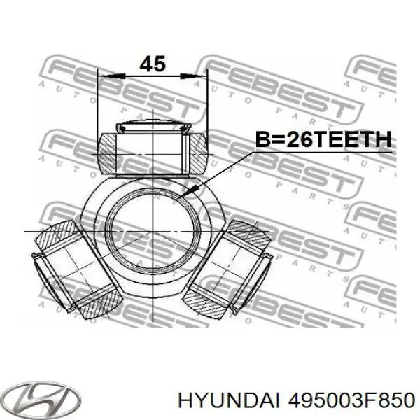 495003F850 Hyundai/Kia Полуось передняя, правая