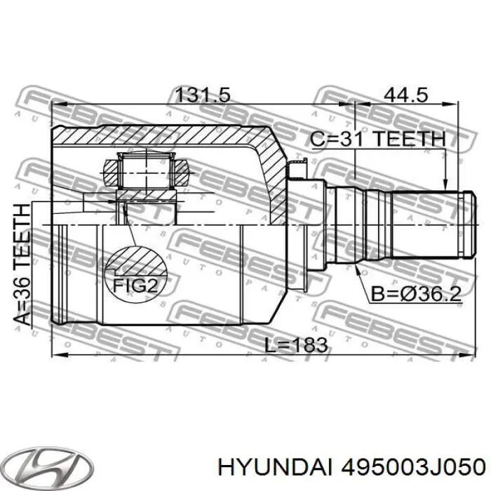 Привод передний левый Hyundai/Kia 495003J050 цена, от 122.40 USD