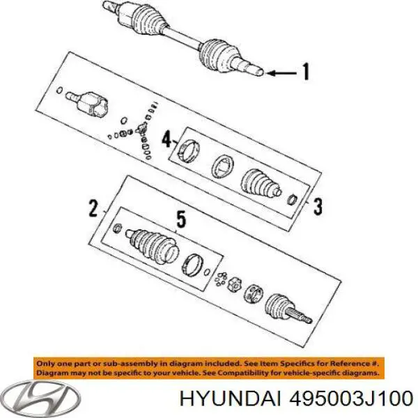 495003J100 Hyundai/Kia Полуось передняя, правая