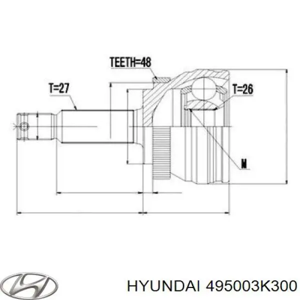 ШРУС наружный передний 495003K300 Hyundai/Kia