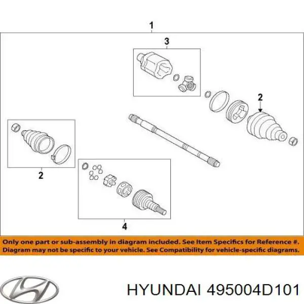 Правая полуось 495004D100 Hyundai/Kia