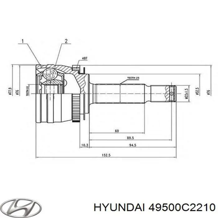 Привод передний левый Hyundai/Kia 49500C2210 цена, от 103.36 USD