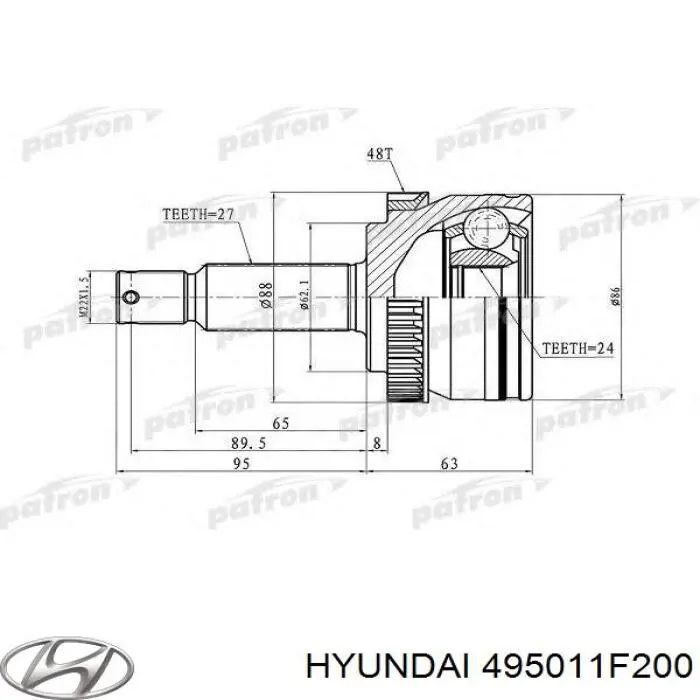 Привод передний левый Hyundai/Kia 495011F400 цена, от 101.49 USD