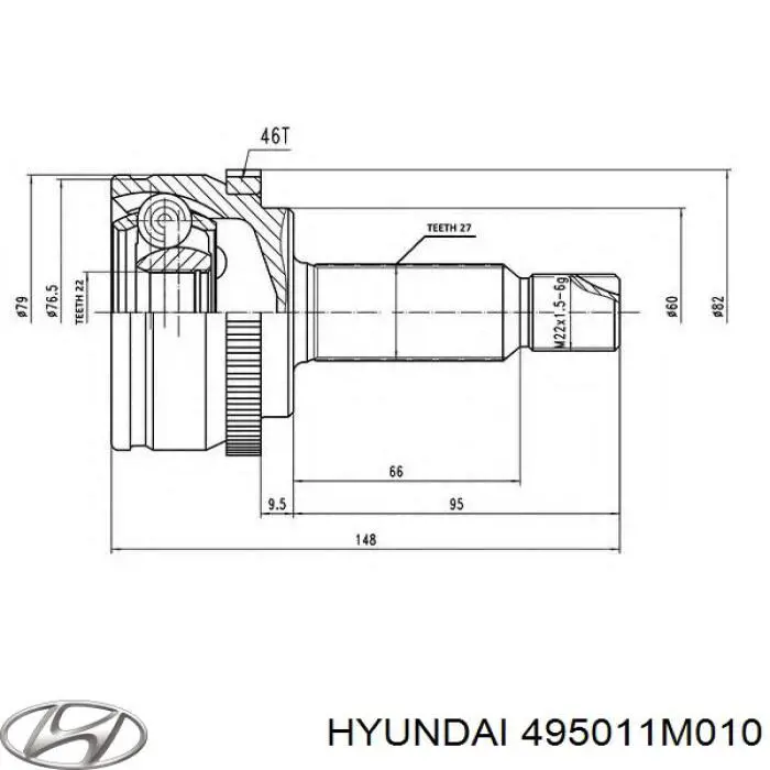 Привод передний левый Hyundai/Kia 495011M010 цена, от 138.73 USD