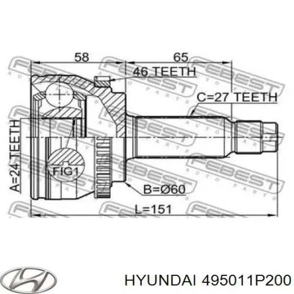 Граната колесная Hyundai/Kia 495011P200 цена, от 30.35 USD