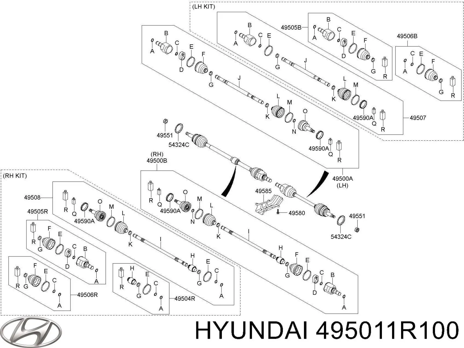495011R100 Hyundai/Kia полуось (привод передняя правая)
