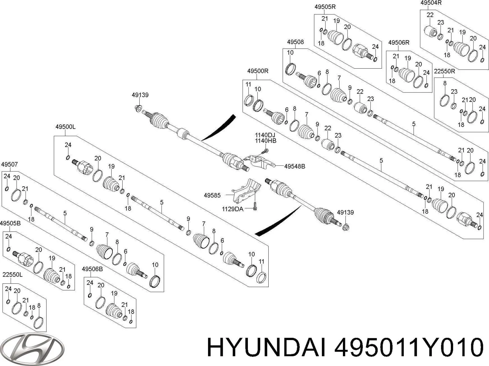 Правая полуось 495011Y010 Hyundai/Kia