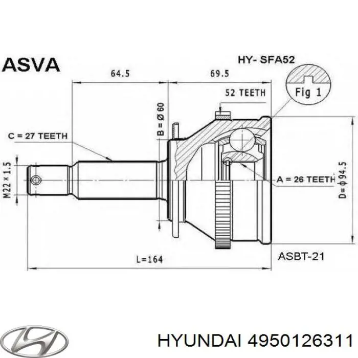 Купить 4950126311 Hyundai/Kia Привод в сборе левый