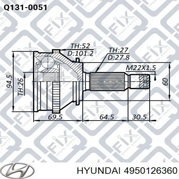 Привод передний правый Hyundai/Kia 4950126360 цена, от 180.54 USD