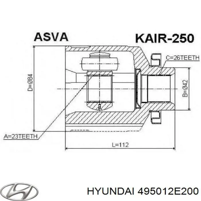 495012E200 Hyundai/Kia Шарнир равных угловых скоростей задний