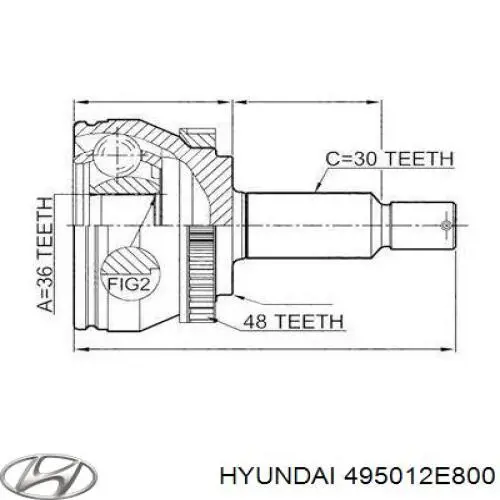 495012E800 Hyundai/Kia полуось (привод передняя левая)