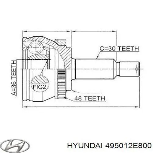 495012E800 Hyundai/Kia semieixo (acionador dianteiro esquerdo)