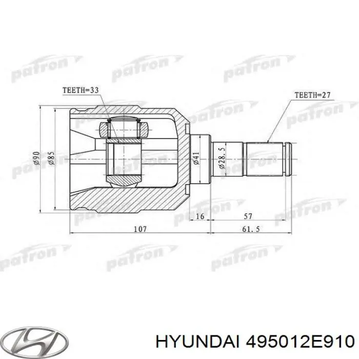 495012E910 Hyundai/Kia полуось (привод передняя левая)