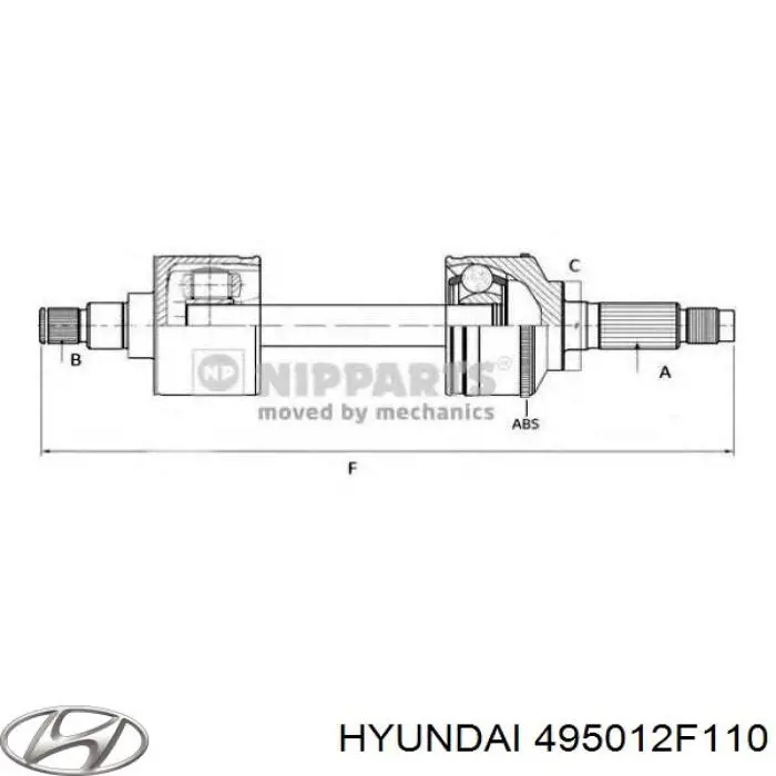 495012F110 Hyundai/Kia Полуось передняя левая