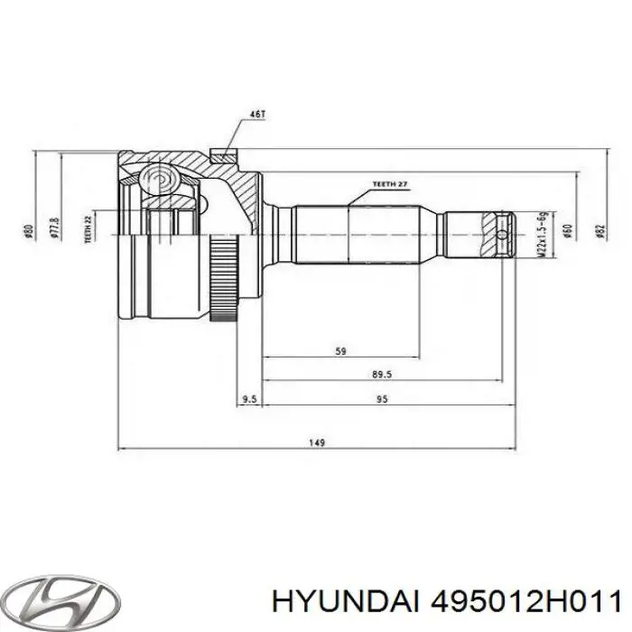 495012H011 Hyundai/Kia полуось (привод передняя левая)