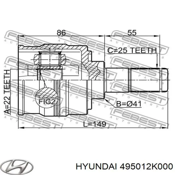 Привод передний левый Hyundai/Kia 495012K000 цена, от 22.02 USD