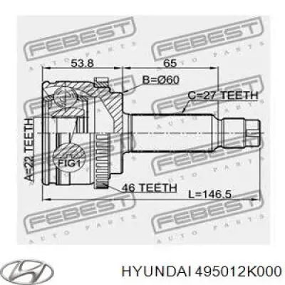 Купить 495012K000 Hyundai/Kia Привод в сборе левый