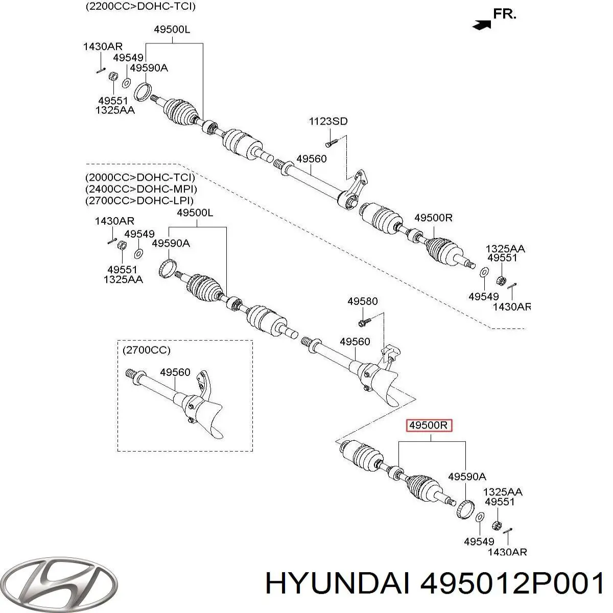 Привод передний правый Hyundai/Kia 495012P001 цена, от 126.98 USD