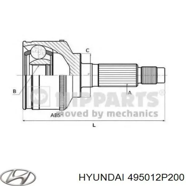 495012P200 Hyundai/Kia шрус наружный передний