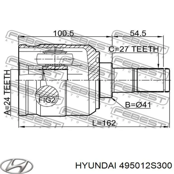 495012S300 Hyundai/Kia semieixo (acionador dianteiro direito)