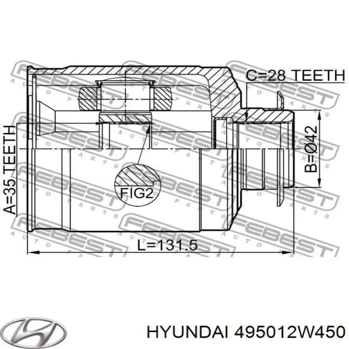 Привод передний правый Hyundai/Kia 495012W450 цена, от 144.65 USD