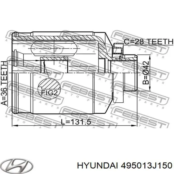 Привод передний правый Hyundai/Kia 495013J150 цена, от 168.48 USD