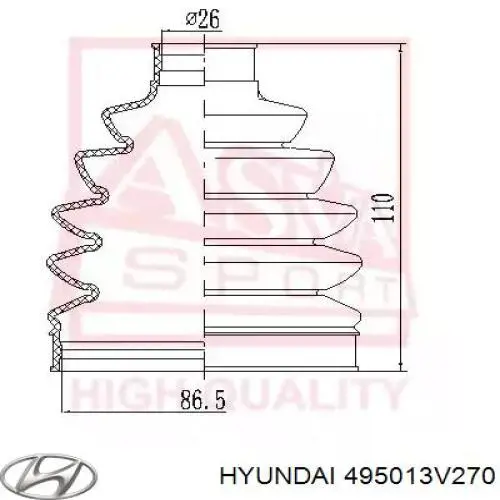 Купить 495013V270 Hyundai/Kia Вал приводной правый