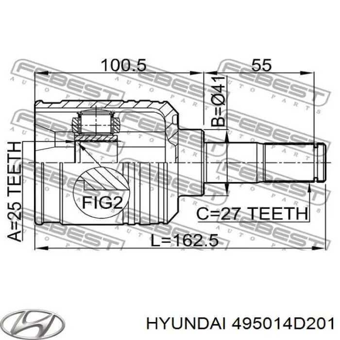 ШРУС наружный передний 495014D201 Hyundai/Kia