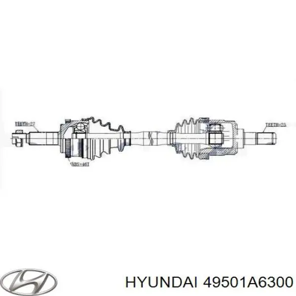 49501A6300 Hyundai/Kia полуось (привод передняя правая)