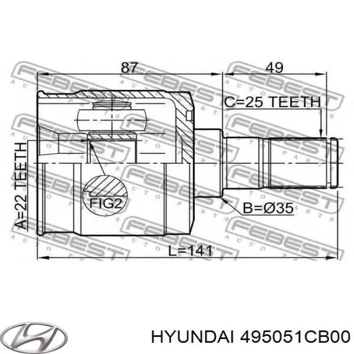 Шарнир угловых скоростей внутренний передний Hyundai/Kia 495051CB00 цена, от 30.30 USD