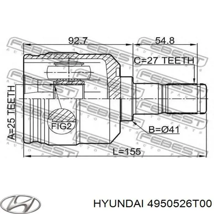 4950526T00 Hyundai/Kia шрус внутренний задний