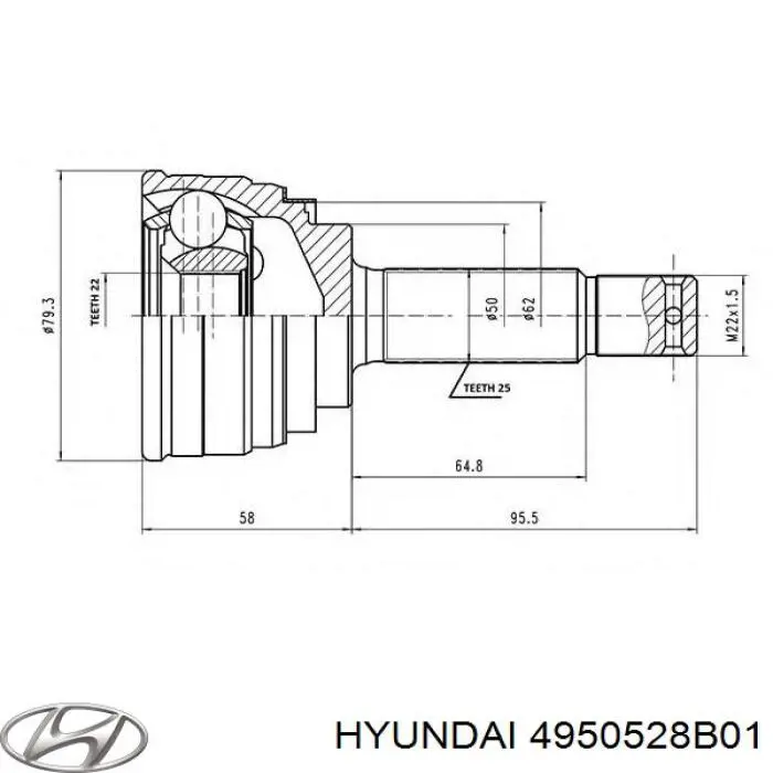 4950528B01 Hyundai/Kia шрус наружный передний