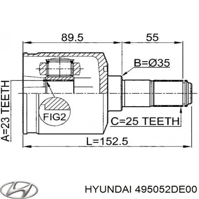 Шарнир угловых скоростей внутренний передний Hyundai/Kia 495052DE00 цена, от 72.43 USD