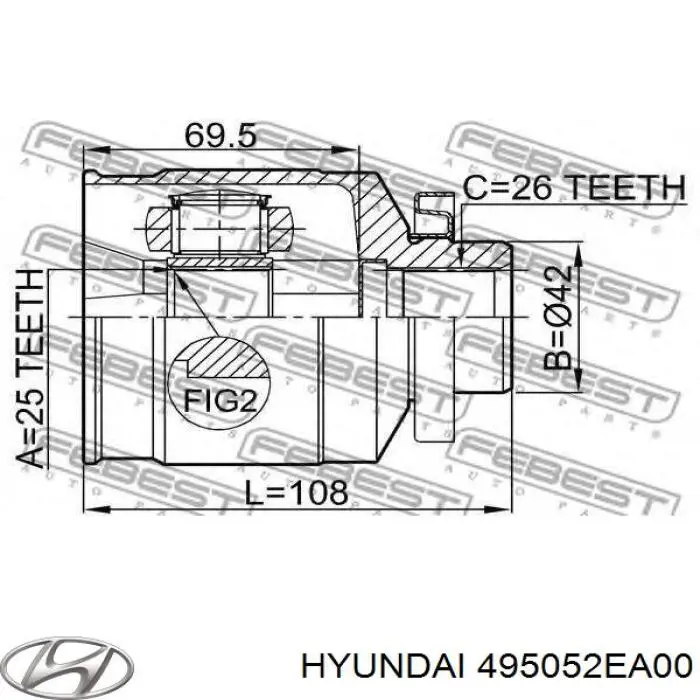 ШРУС внутренний передний правый 495052EA00 Hyundai/Kia