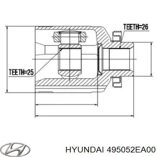 Шарнир привода внутренний Hyundai/Kia 495052EA00 цена, от 29.50 USD