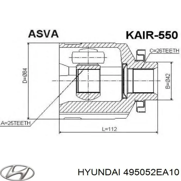 495052EA10 Hyundai/Kia шрус внутренний передний правый
