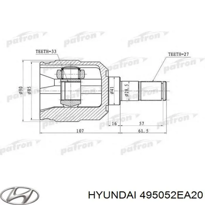 495052EA20 Hyundai/Kia шрус внутренний передний