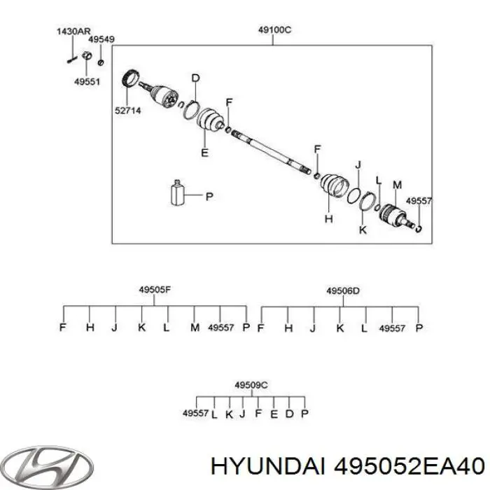 495052EA40 Hyundai/Kia шрус внутренний задний