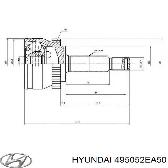 Шарнир угловых скоростей передний левый Hyundai/Kia 4950526800 цена, от 52.98 USD