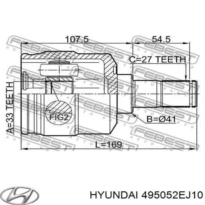 Купить 495052EJ10 Hyundai/Kia ШРУС внутренний