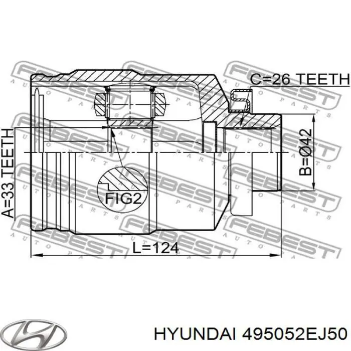 Шарнир привода внутренний Hyundai/Kia 495052EJ50 цена, от 61.60 USD