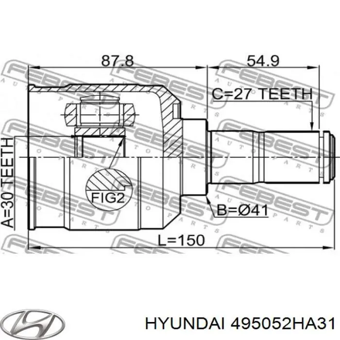 495052HA31 Hyundai/Kia шрус внутренний передний