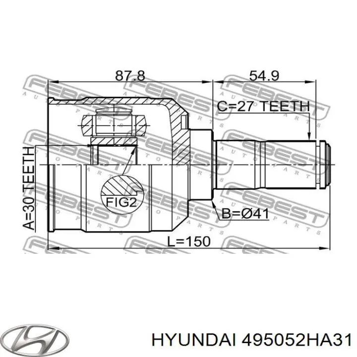 495052HA31 Hyundai/Kia ШРУС внутренний, передний